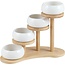 Bavary 4 Chubby Snackschalen met Houten Etagere