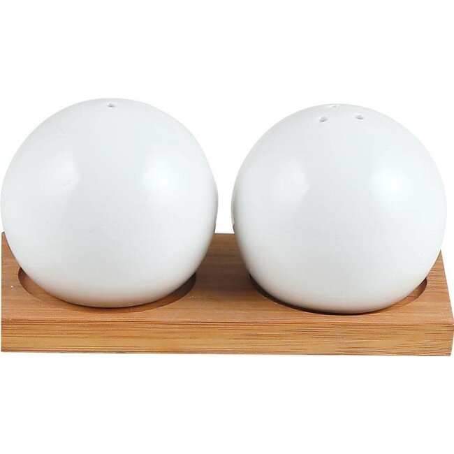 Bavary 2 Ball Salt and Pepper Set | Wooden Stand