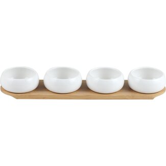 Bavary 4 Chubby Snack Bowls with Wooden Stand