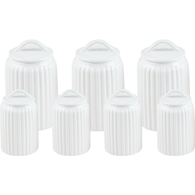 Bavary 7 Slim Ceramic Storage Jars White