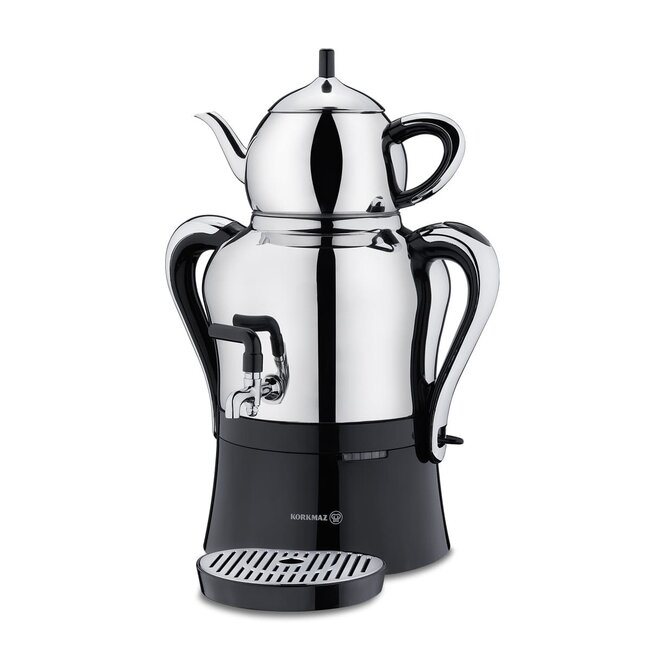 Korkmaz Caykolik Semaver Chrome Zwart | 0.9 + 3.0L
