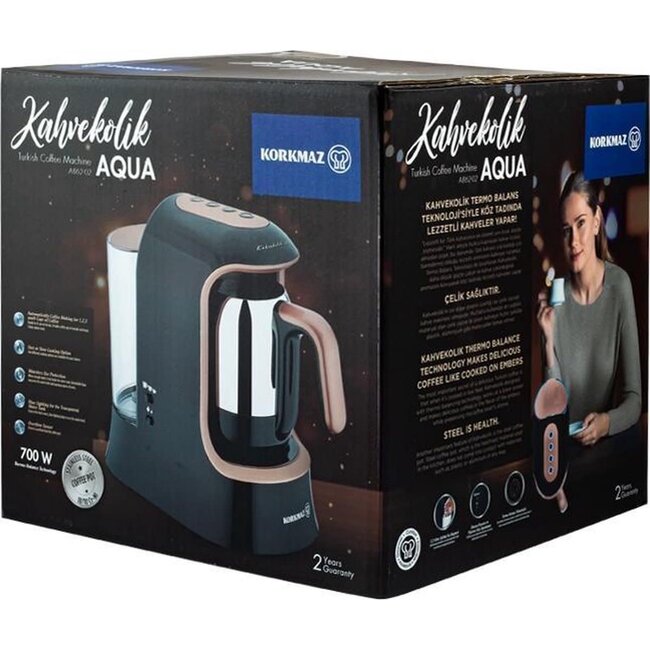 Korkmaz Kahvekolik Aqua Koffiemachine | Rosegold | 1.2L