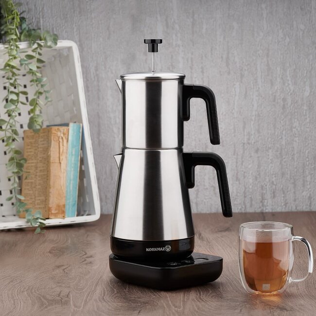 Korkmaz Moderna Electric Samovar Grey-Satin | 0.9L + 1.3L