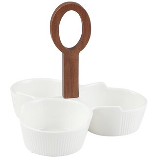 Bavary 3-Piece Linens White Snack Bowl Set | Acacia