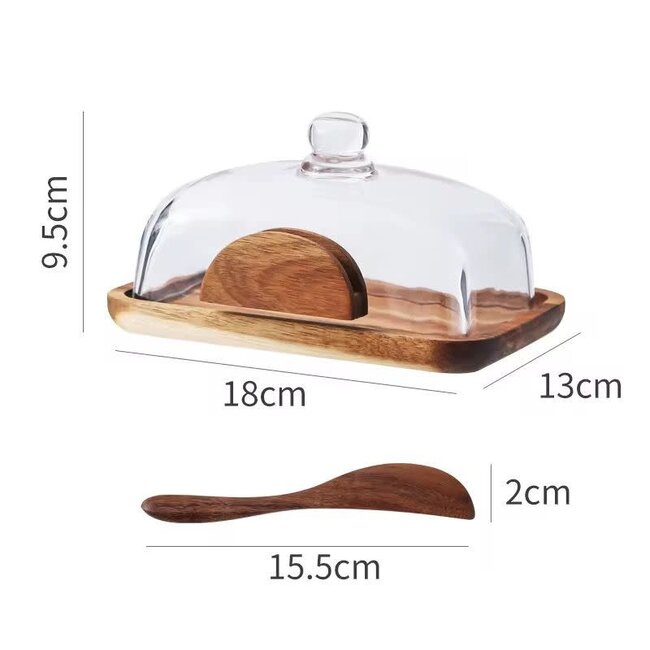 Acacia Butter Dish with Wooden Knife