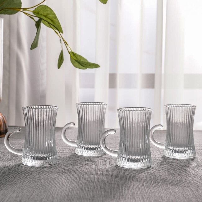 Favori 6 Ribbed Tea Glasses | 100 ml