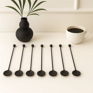 Aesthtic 6 Latte Lepel Plat Zwart | 18cm