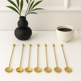 Aesthetic 6 Latte Spoon Flat Gold | 18cm