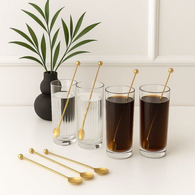 Aesthetic 6 Latte Spoon Flat Gold | 18cm