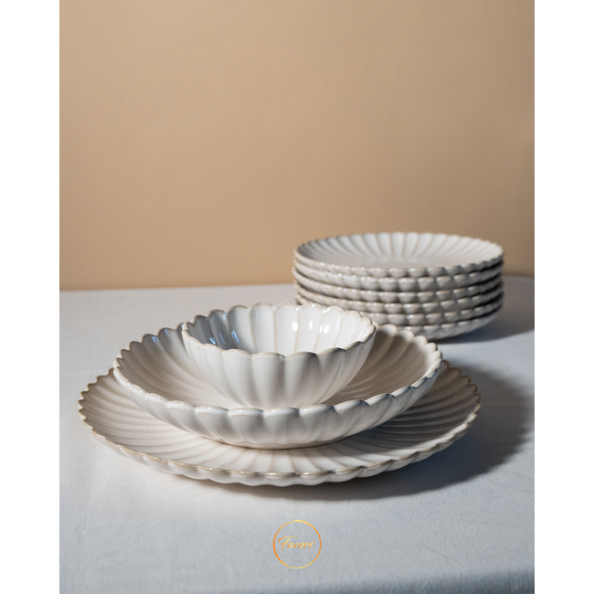 Almina 26 Bloomy Dinner Set | 6-Person | Cream