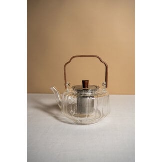 Glass Teapot with Acacia Handle