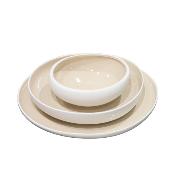 Bavary 24 Capital Dinnerware Set | White + Beige