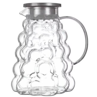 ALMINA Kira Glazen Karaf met RVS Deksel & Bubble-Design | 1800 ml