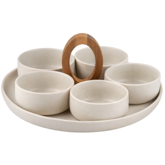 Bavary 6 Terra Appetizer Set with Acacia | 28cm