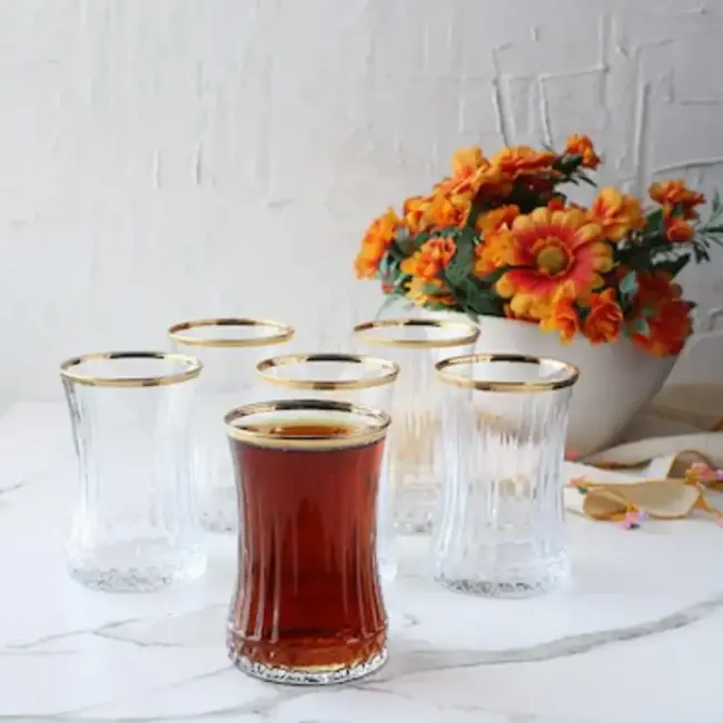 Pasabahce 6 Elysia Tea Glasses Gold | 170ml