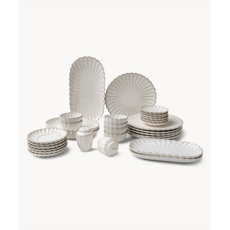 Almina Bloomy Ontbijtset | 6-persoons | Crème 31-delig