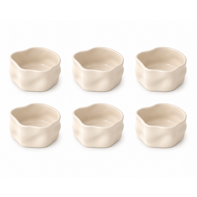BAVARY 6-delig Nordic Snackkom Set | Beige | 8x4cm
