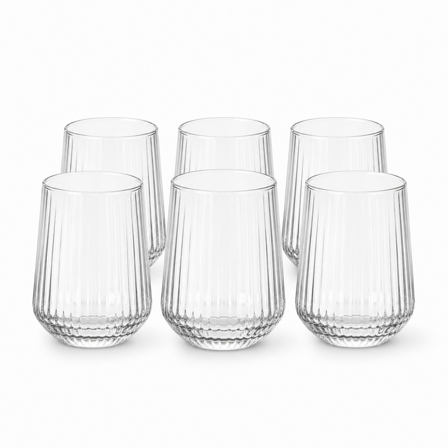 BAVARY 6-Piece Lines Drinking Glasses | 370 ml