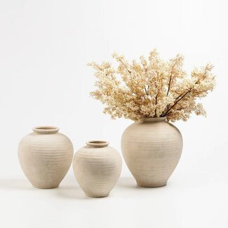 BAVARY 1 Lines Terracotta Japandi Vaas | 22cm