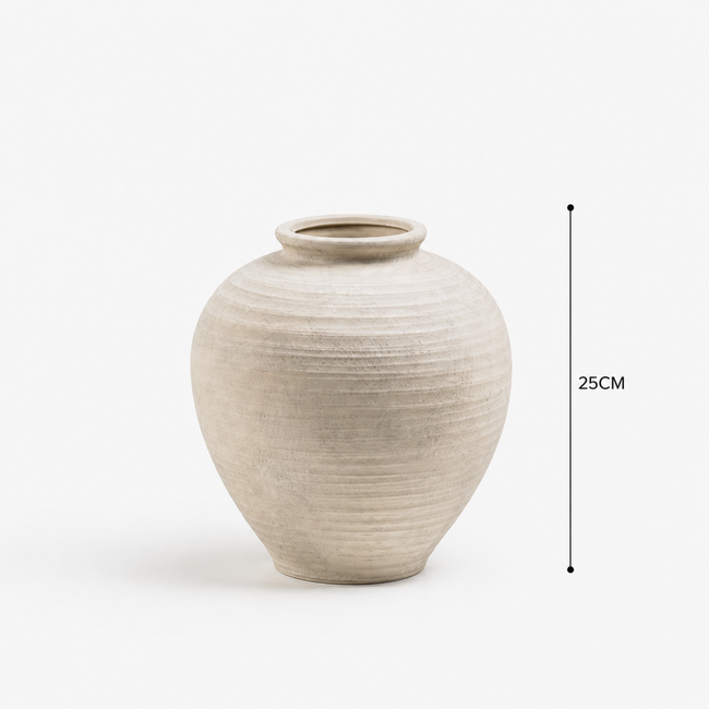 BAVARY 1 Lines Terracotta Japandi Vaas | 25cm