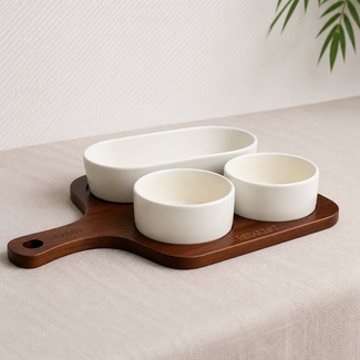 BAVARY 4-Piece Sora Tableware Set with Acacia Wood