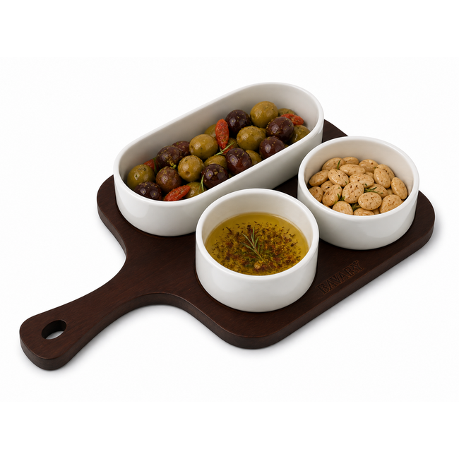 BAVARY 4-Piece Sora Tableware Set with Acacia Wood