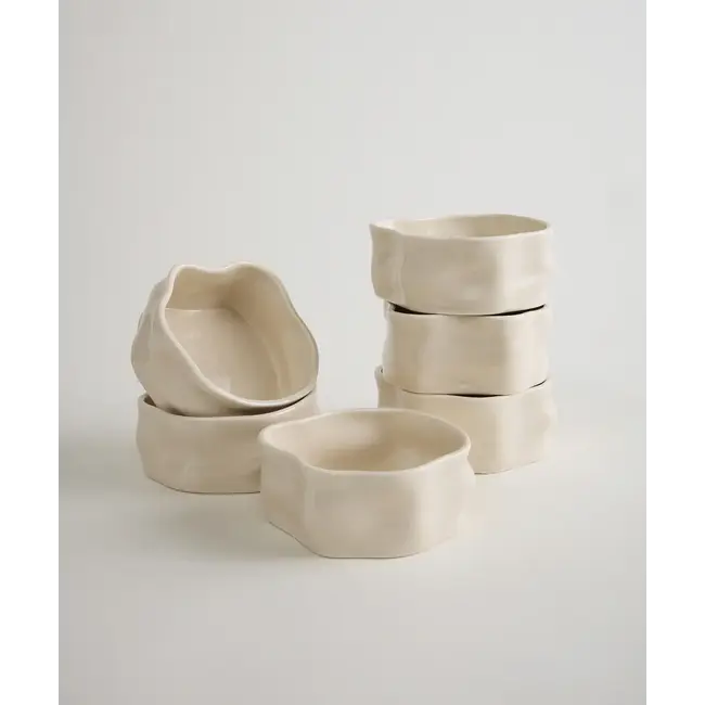 BAVARY 6-delig Nordic Snackkom Set | Beige | 8x4cm