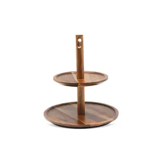 LIVENZA 2-laags Luma Acaciahouten Etagere | 25x27 cm