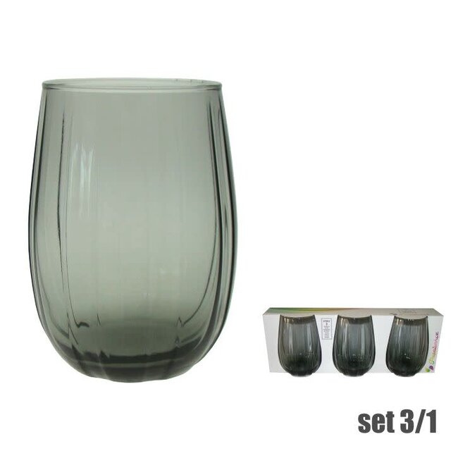 Pasabahce 3 Linka Smoke Drinking Glasses | 380 ml