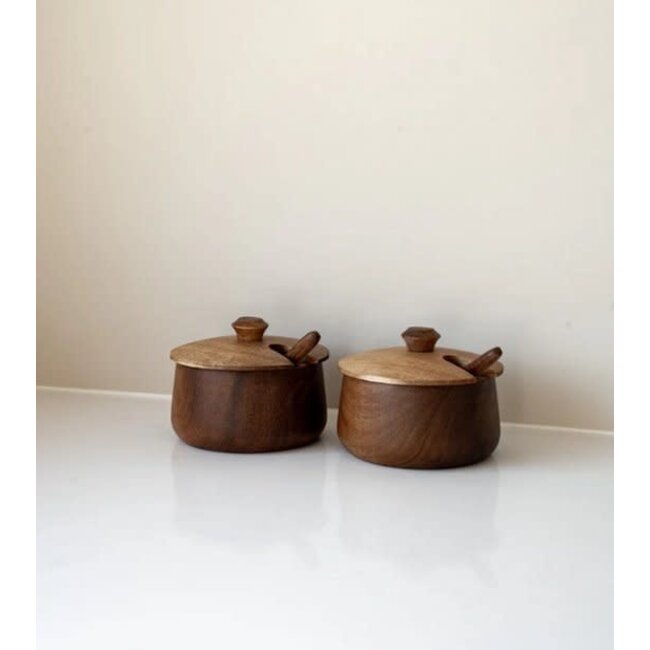 Zoha Acacia Lumo Spice Jar with Spoon | 4-Piece Set