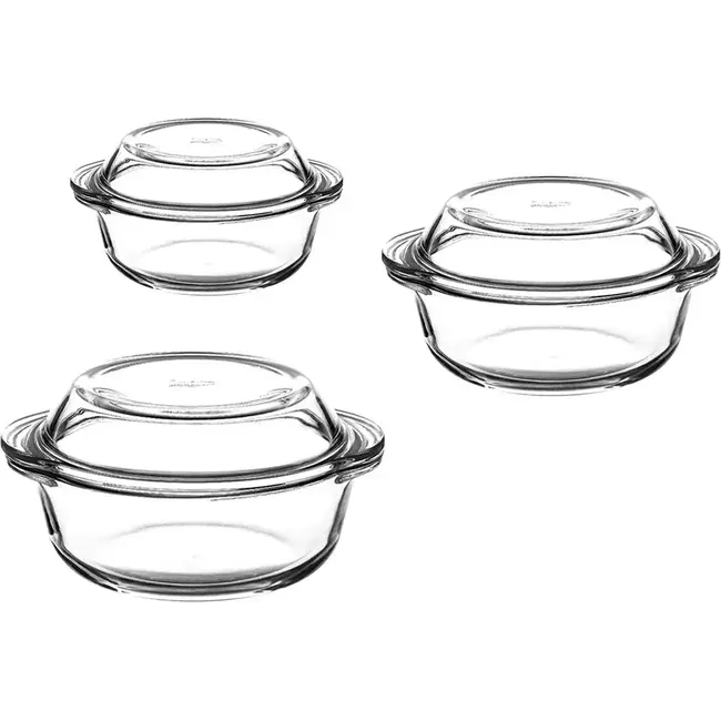 Pasabahce 3 Borcam Glass Baking Dish Set with Lid