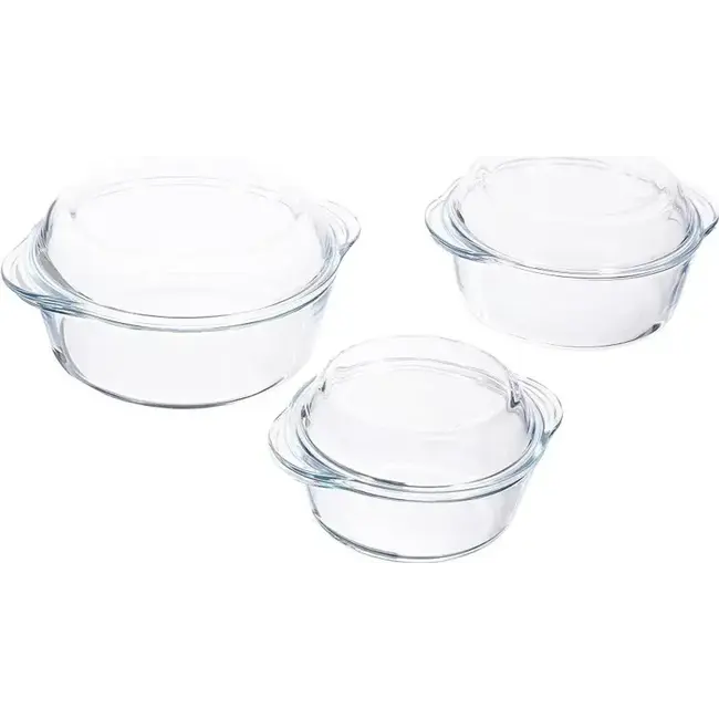 Pasabahce 3 Borcam Glas Ovenschaal met Deksel Set