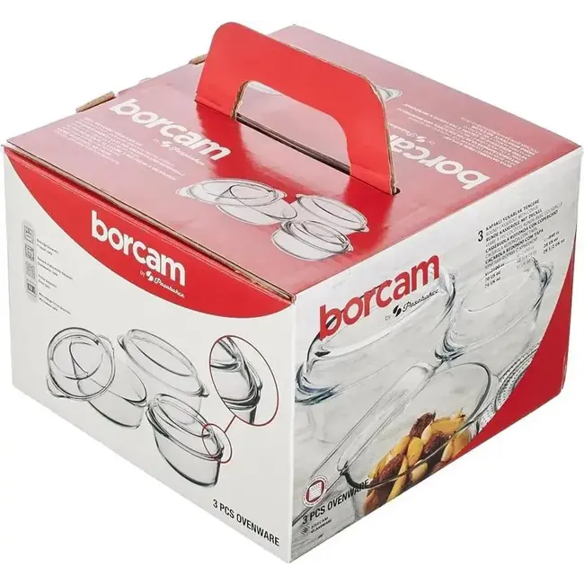 Pasabahce 3 Borcam Glass Baking Dish Set with Lid