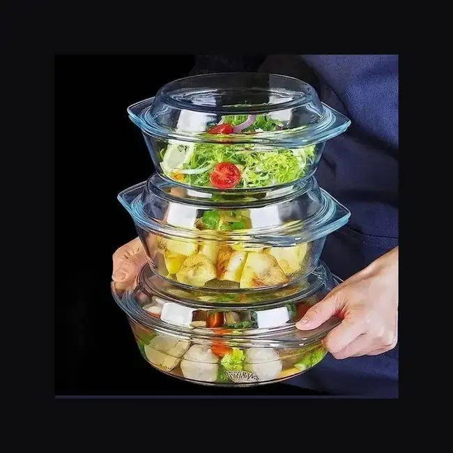 Pasabahce 3 Borcam Glass Baking Dish Set with Lid