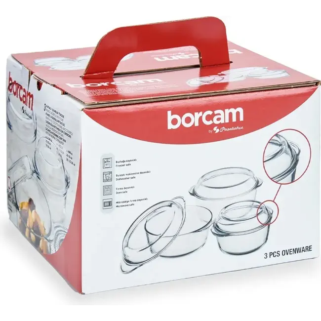 Pasabahce 3 Borcam Glass Baking Dish Set with Lid
