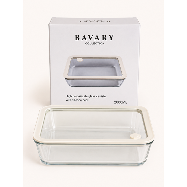 BAVARY  Glazen Vershouddoos Rechthoek Beige | 2600ml