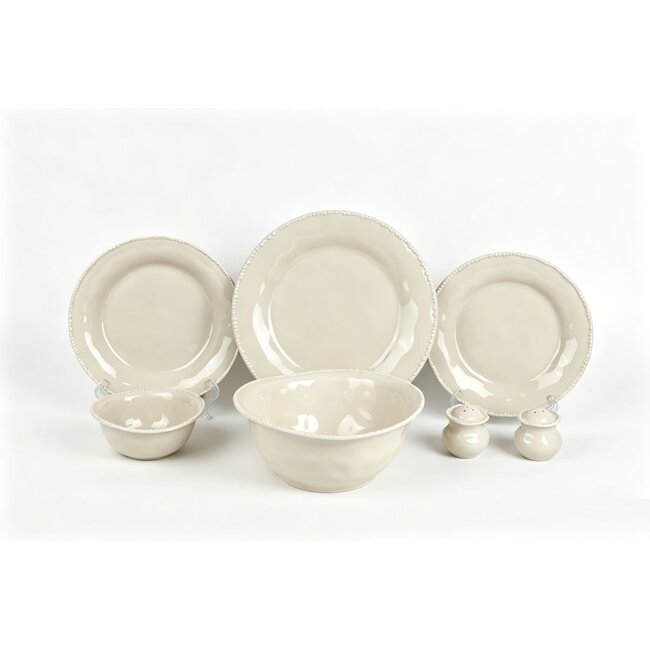 BAVARY 27-Piece Pearls Dinnerware Set | Serves 6 | Beige