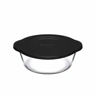 Pasabahce 1 Borcam Rond incl. Zwart Deksel | 2200cc