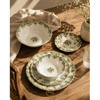 BAVARY Vintage 25-Piece Dinnerware Set | Green