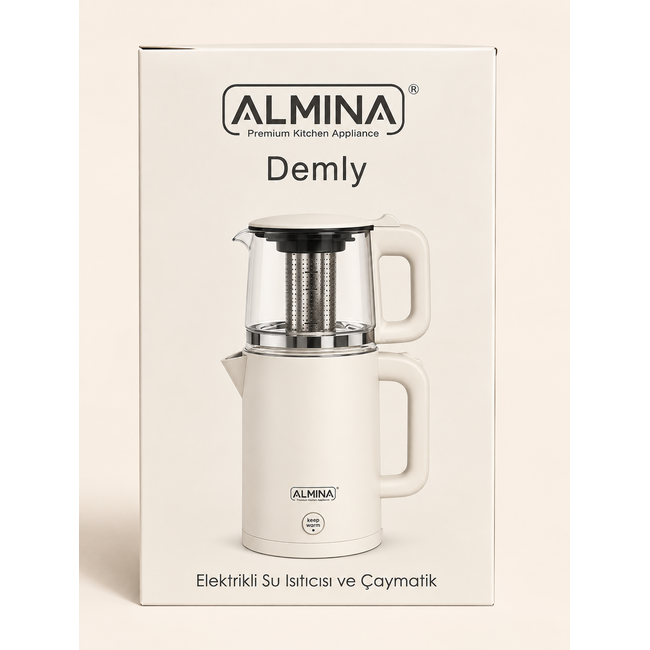 ALMINA Demly Elektrische Turkse Theepot | Beige | 1.2L - 1.7L