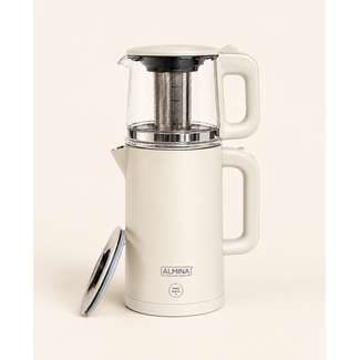 ALMINA Demly Elektrische Turkse Theepot | Beige | 1.2L - 1.7L