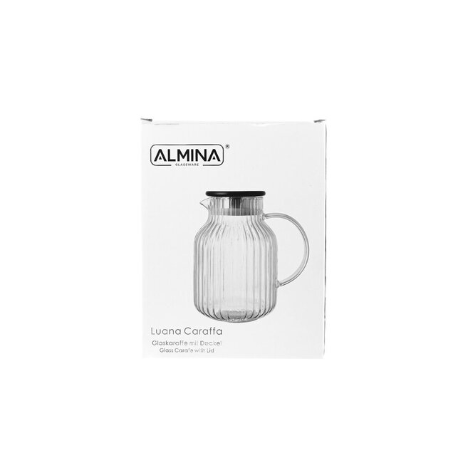 ALMINA Luana Caraffa Glass Carafe with Wooden Lid | 1500 ml