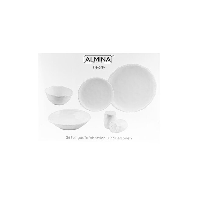 Almina 26-delig Pearly  Serviesset | 6 personen | Wit