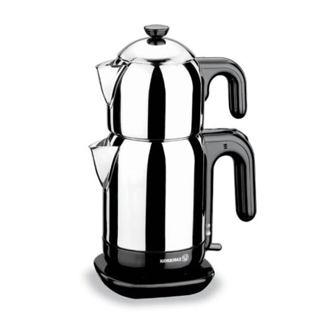 KORKMAZ Demtez Electric Turkish Tea Maker | Black | 1.2L + 1.6L
