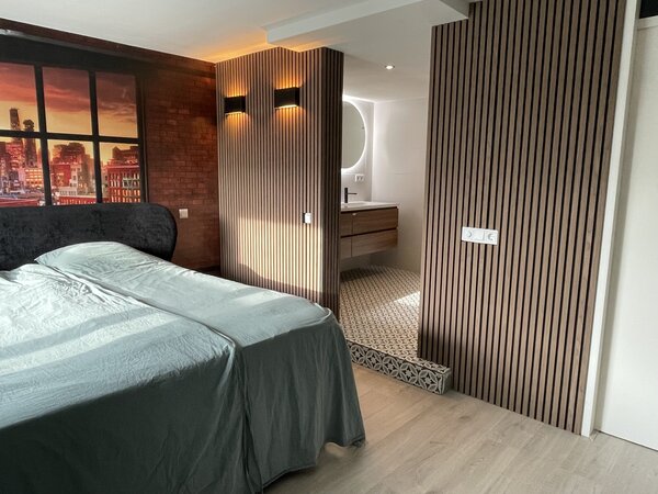 Oppio €37 PER PANEEL - 260x60 cm NEW WALNOOT Eiken akoestische wand panelen lattenwand met Vilt