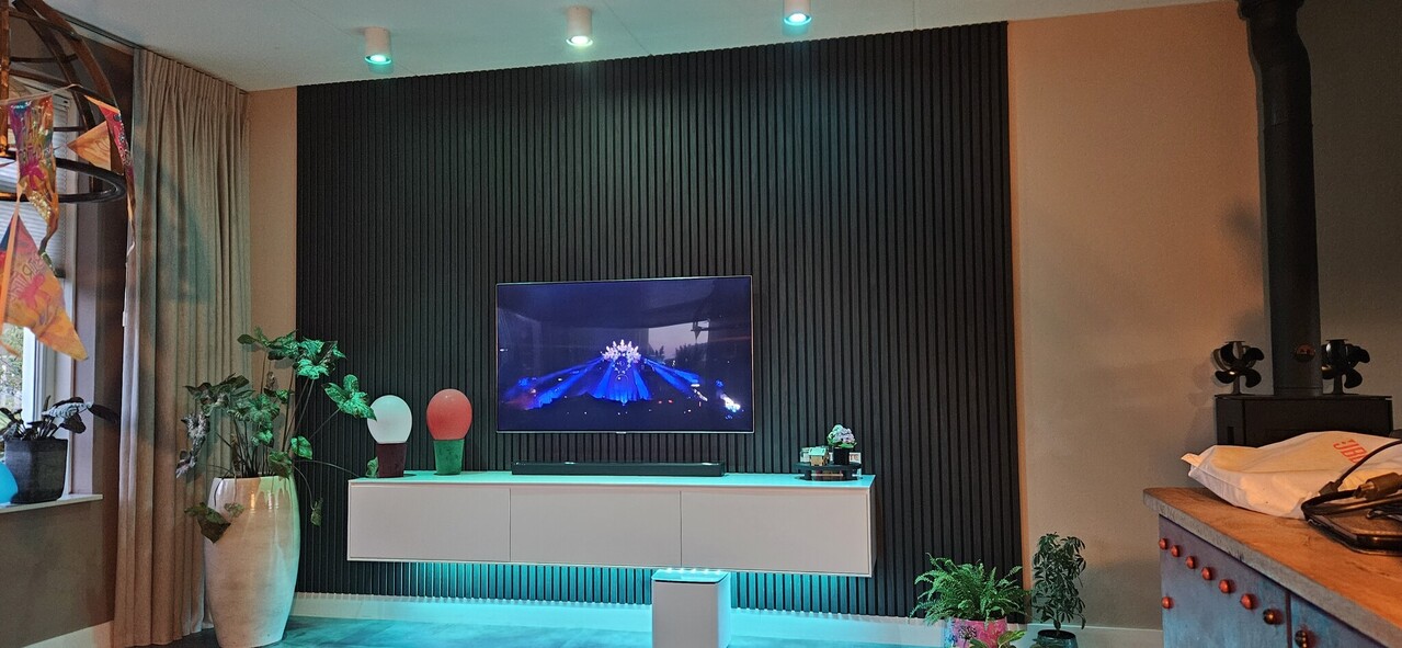 Oppio €37 PER PANEEL - 260x60 cm ZWART Eiken akoestische wand panel lattenwand met Vilt