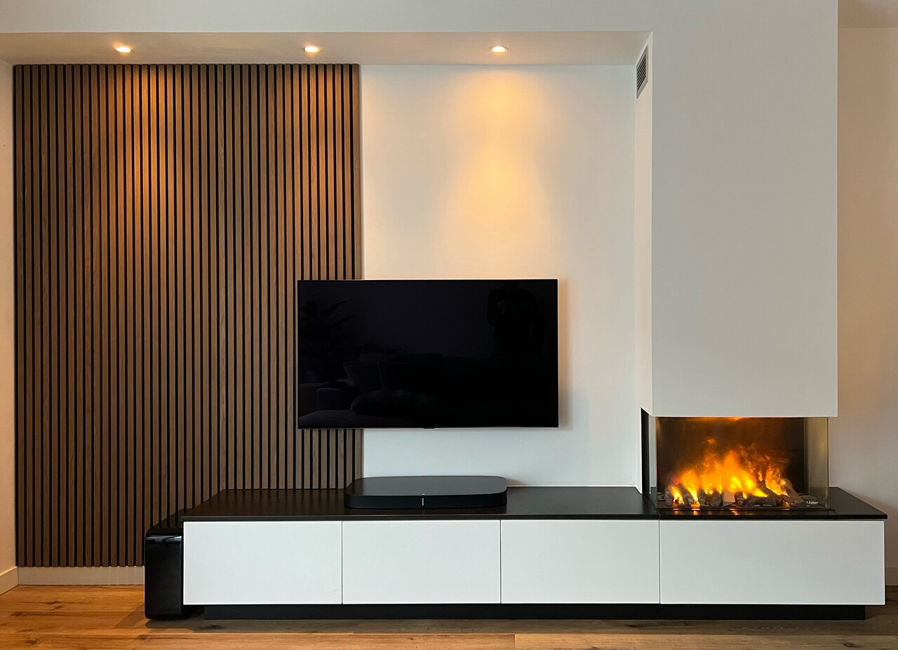 Oppio €37 PER PANEEL - 260x60 cm NEW WALNOOT Eiken akoestische wand panelen lattenwand met Vilt