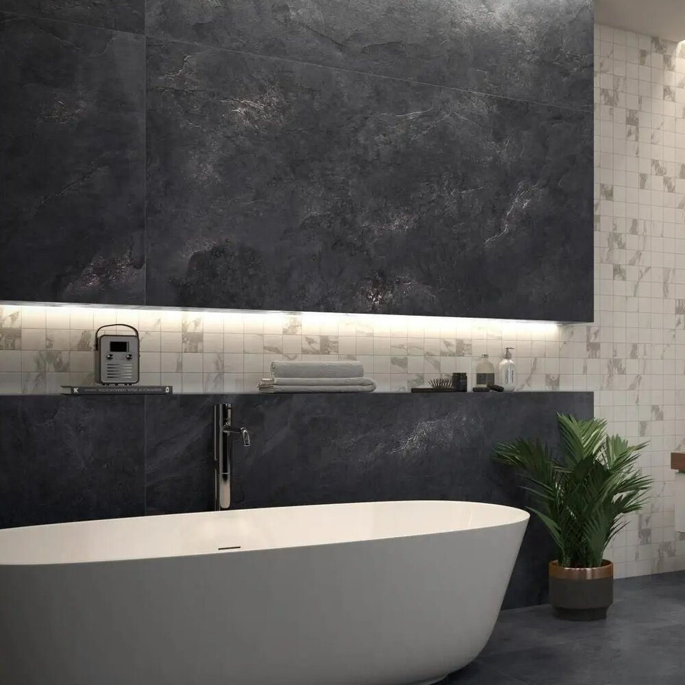 Oppio €84 PER PANEEL - 120x280x0,3 cm - PVC Wandpaneel MAT Antraciet Leisteen