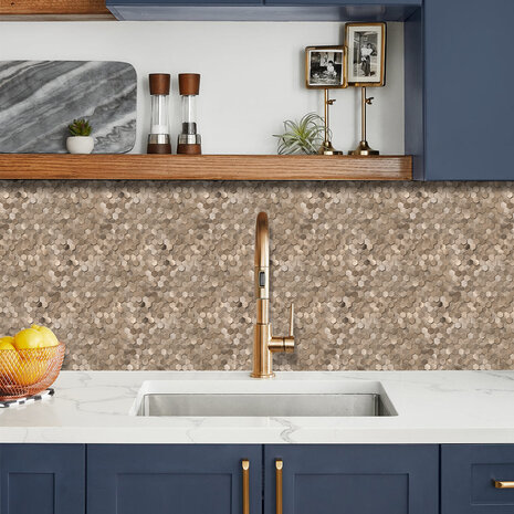 Oppio Geborsteld MINI Hexagon Bronce - Zelfklevend Mozaiek 308x298x4mm