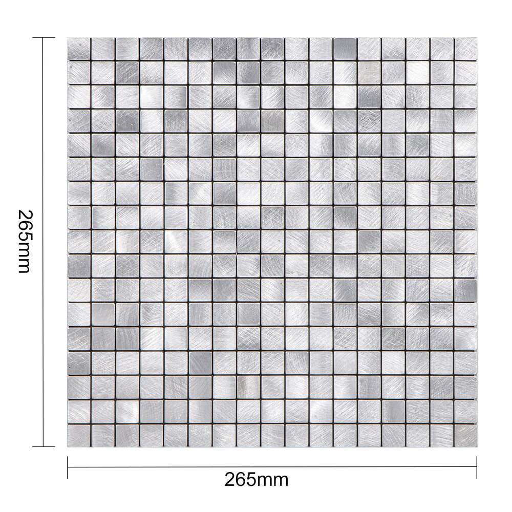 Oppio Geborsteld MINI blokjes Zilver - Zelfklevend Mozaiek 265x265x4mm Oppio Geborsteld MINI blokjes Zilver - Zelfklevend Mozaiek 265x265x4mm